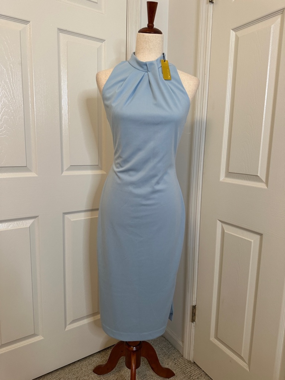 Alexia Admor Pale Blue Halter Neck Midi Dress